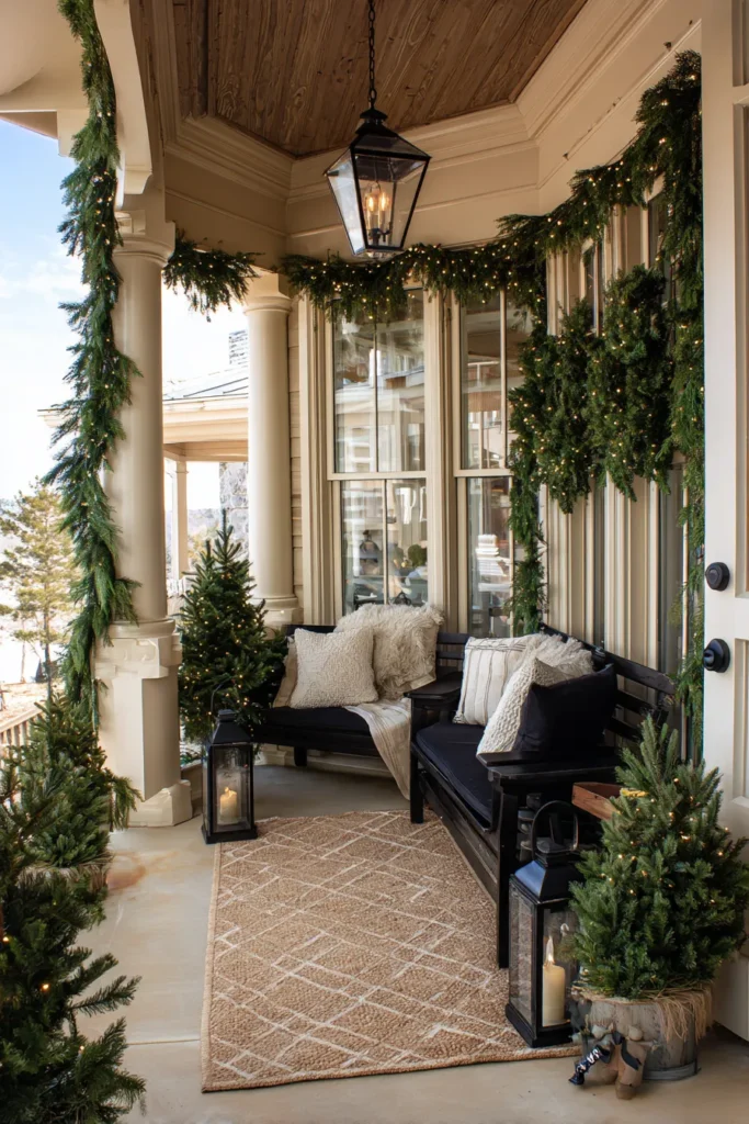 Coastal Christmas Porch with Nautical Holiday Elements