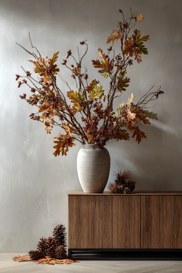 Oak Leaves and Acorns Entryway Display