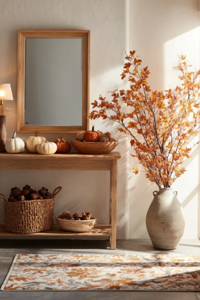 Welcoming Fall Entryway Console Arrangement