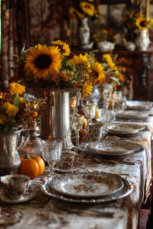 Toile Silver Sunflower Garden Arrangements