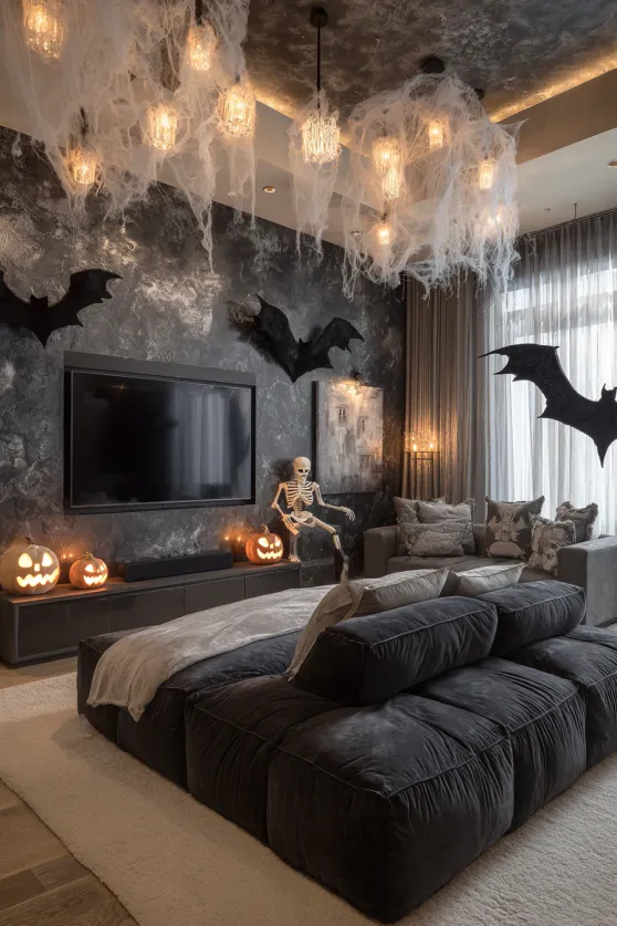 Ghostly Figures in Modern Guest Room