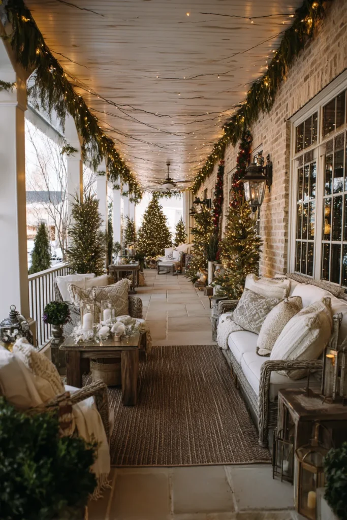 Covered Porch with Elaborate Protected Christmas Display
