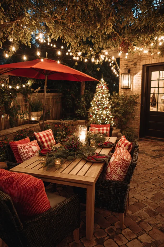 Cozy Backyard Patio Christmas Dining Setup