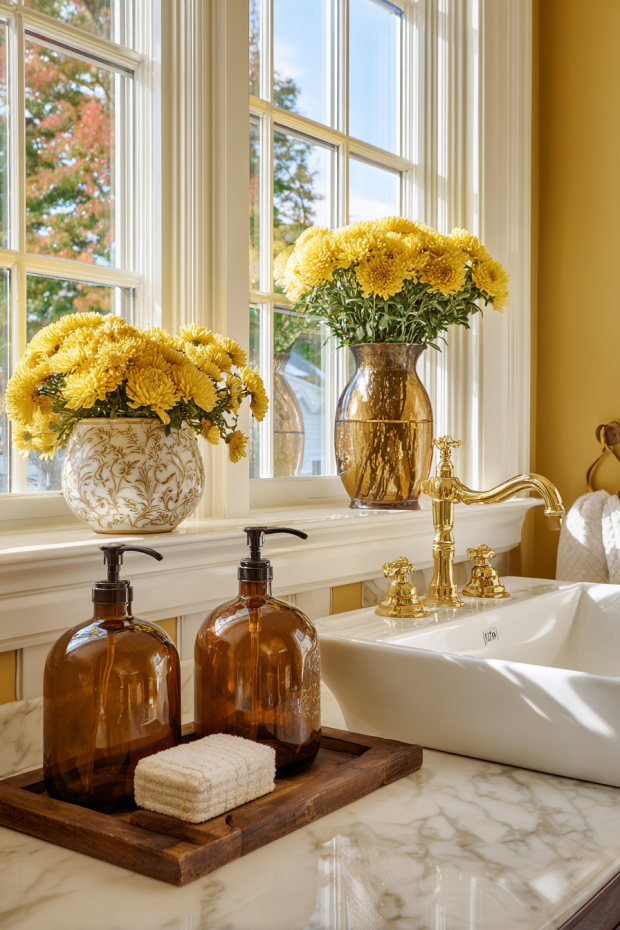 Rich Burgundy Fall Bathroom Elegance