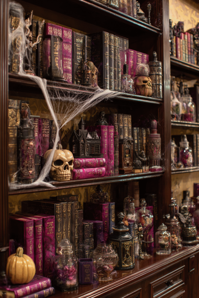 Library Study Halloween Spooky Bookcase and Decor Ideas