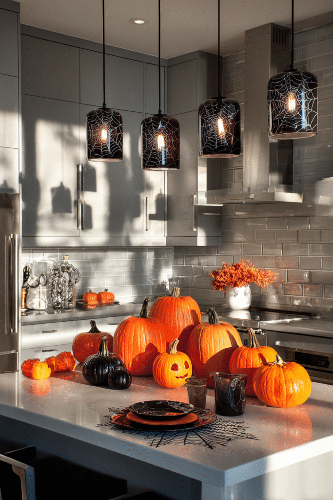 Spooky Pumpkin Halloween Party Decor Ideas Kitchen Island