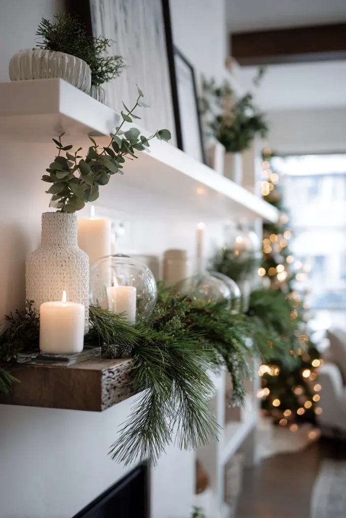 Contemporary Living Room with Elegant Fir Garland