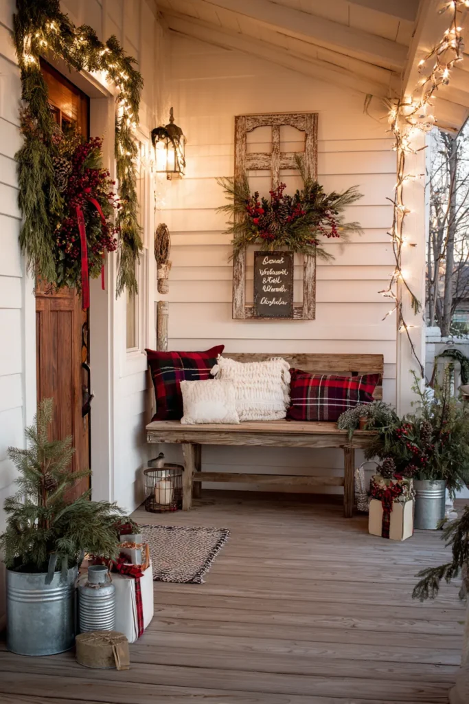 Cozy Cottage Christmas Porch with Handmade Decorations