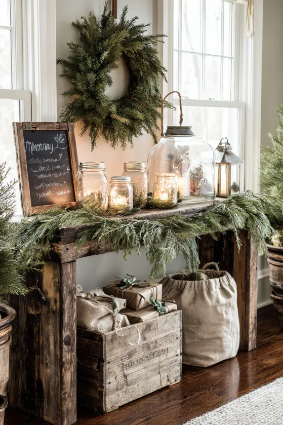 Entryway Console Christmas Welcome Display