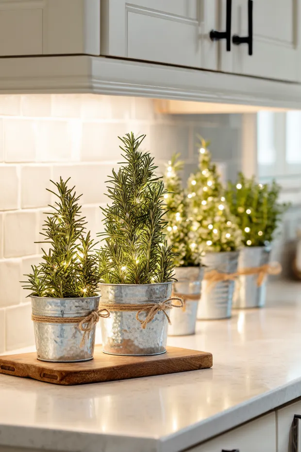Fresh Rosemary Kitchen Countertop Arrangements