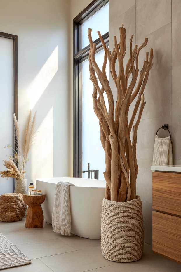 Pampas Grass Autumn Bathroom Styling