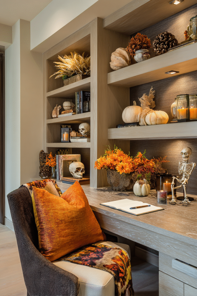 Home Office Fall Halloween Decor Workspace