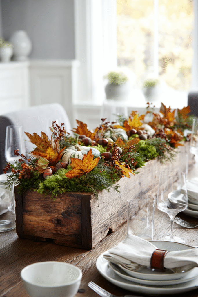 Natural Elements Thanksgiving Decorations Table Setting
