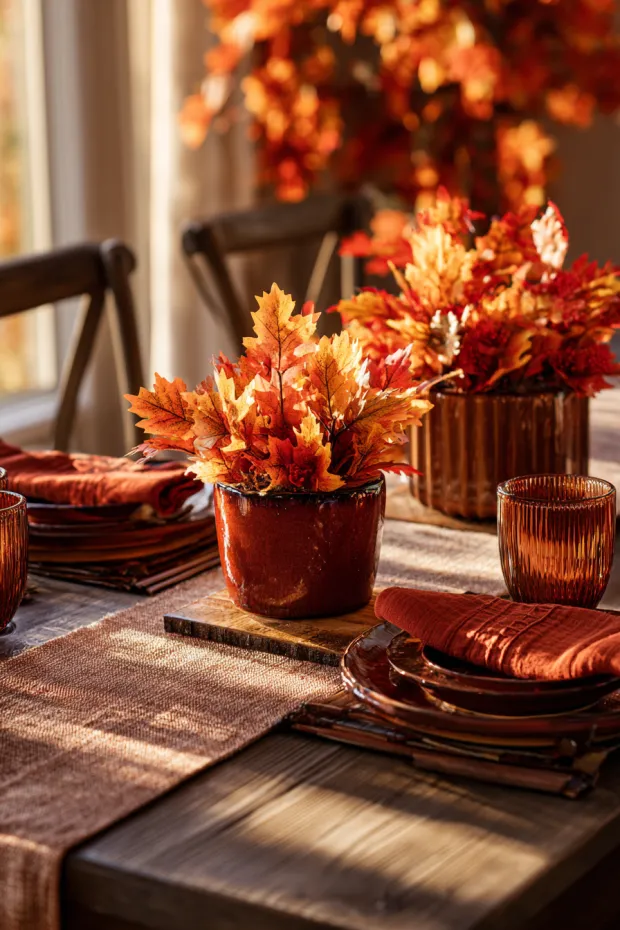 Rust-Colored Leaf Dining Room Accent