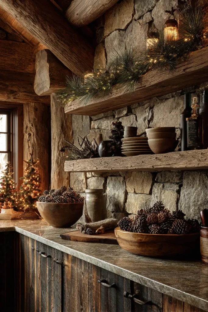 Arrange Pinecones in Wooden Bowls