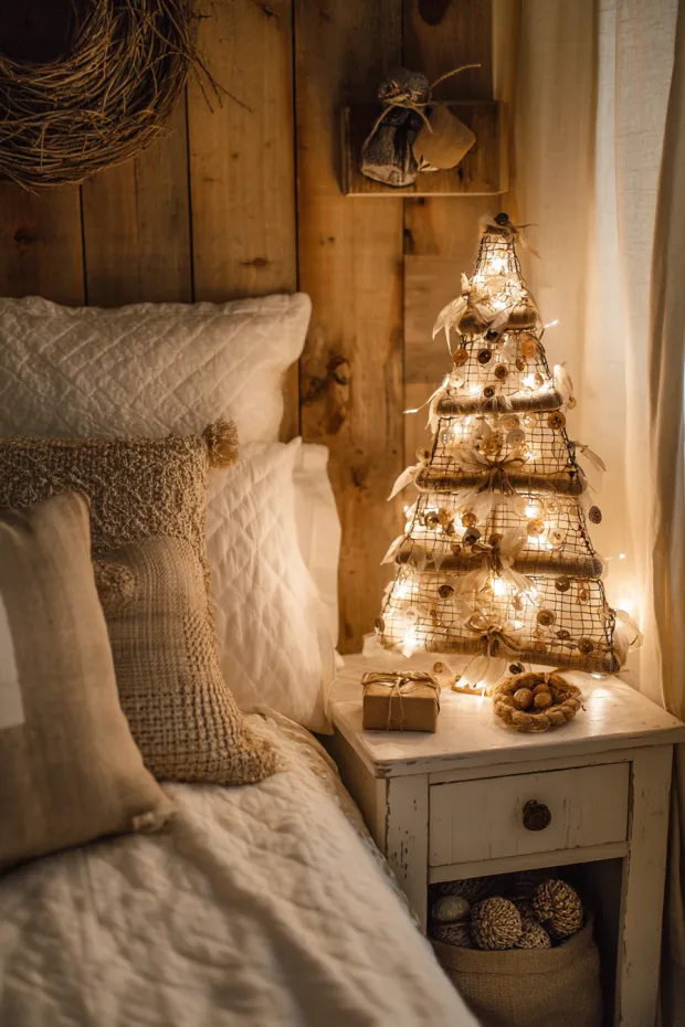 Bedside Chicken Wire Fairy Lights