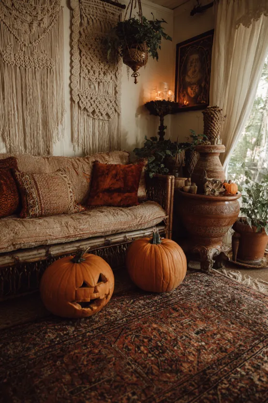 Bohemian Eclectic Scary Halloween Living Room