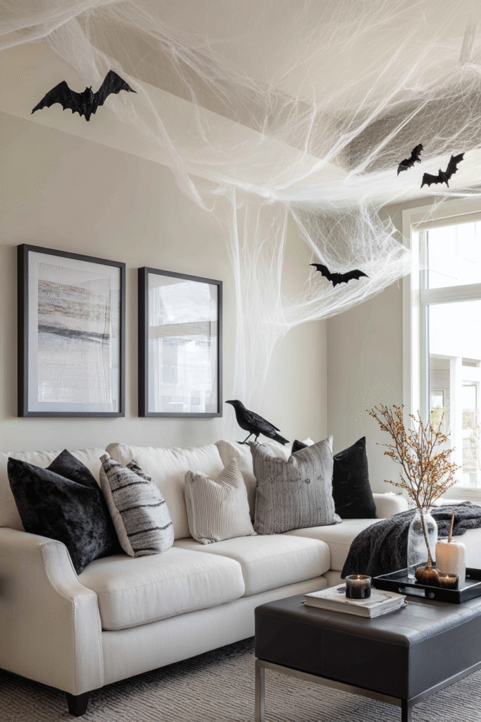 Cobweb Halloween Party Decor Ideas Corner Vignette