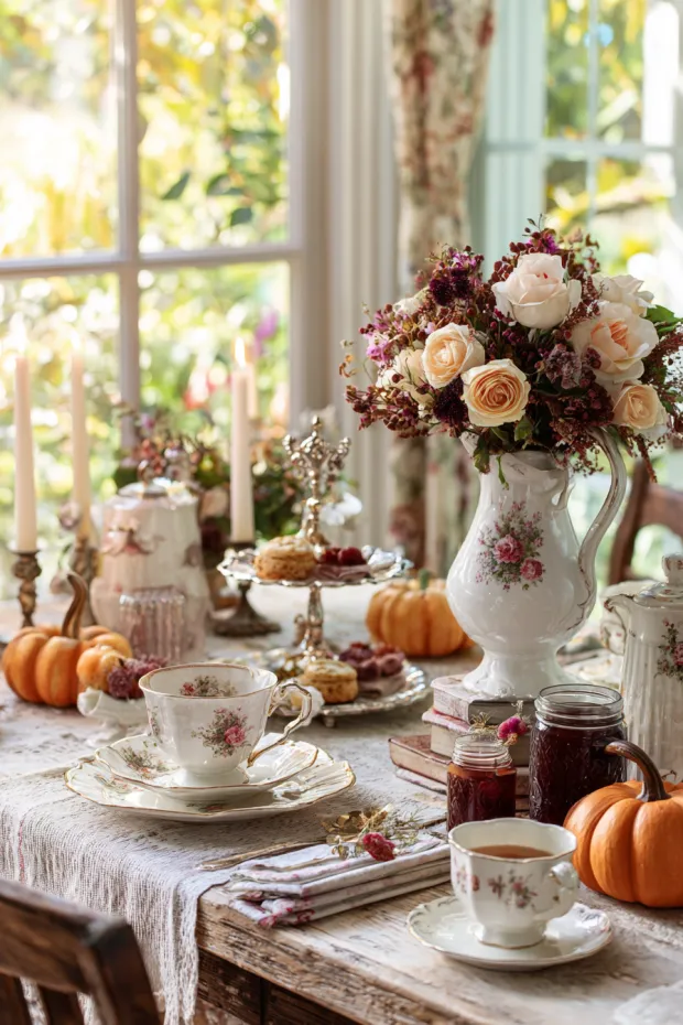 English Cottage Autumn Tea Table