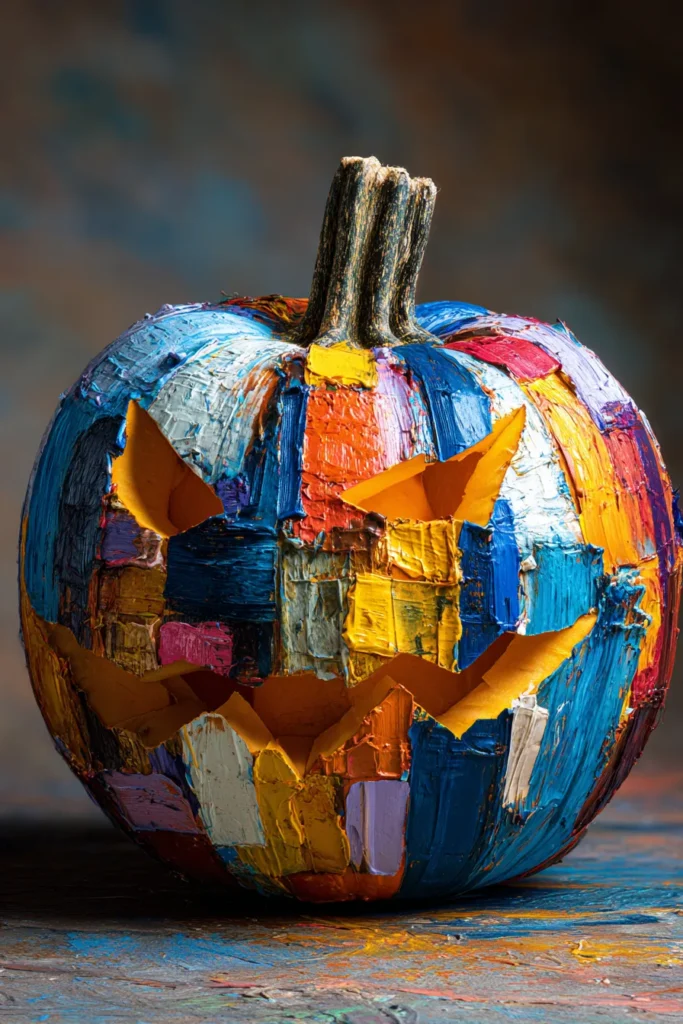 Modern Abstract Paint with Angular Cut Carved Contemporary Accents