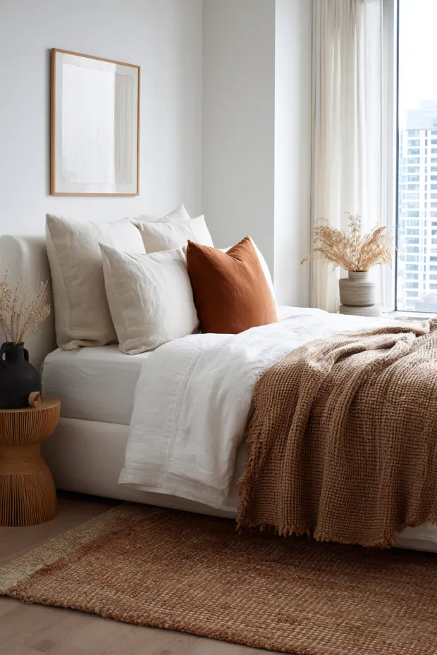 Textural Minimalist Fall Bedroom Layers