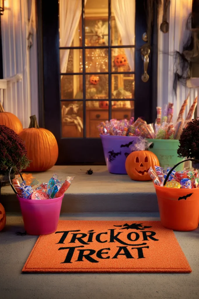 Trick-or-Treat Halloween Doormat Setup