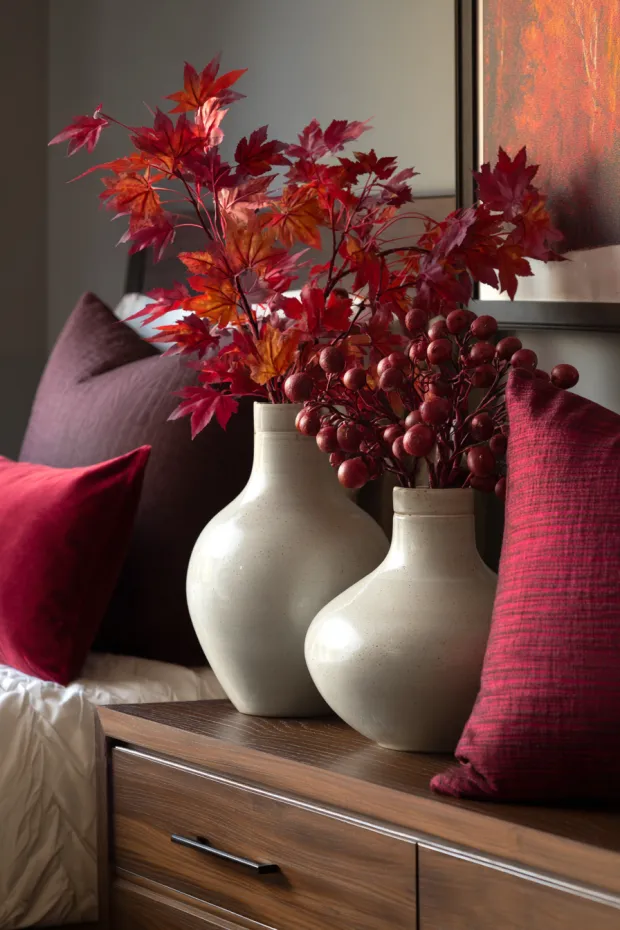 Burgundy Fall Foliage Bedroom Accent
