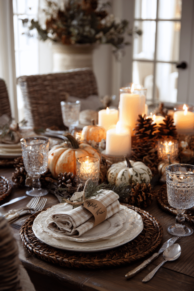 DIY Thanksgiving Decorations Table Setting with Place Cards