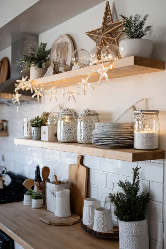 Kitchen Open Shelving Christmas Display